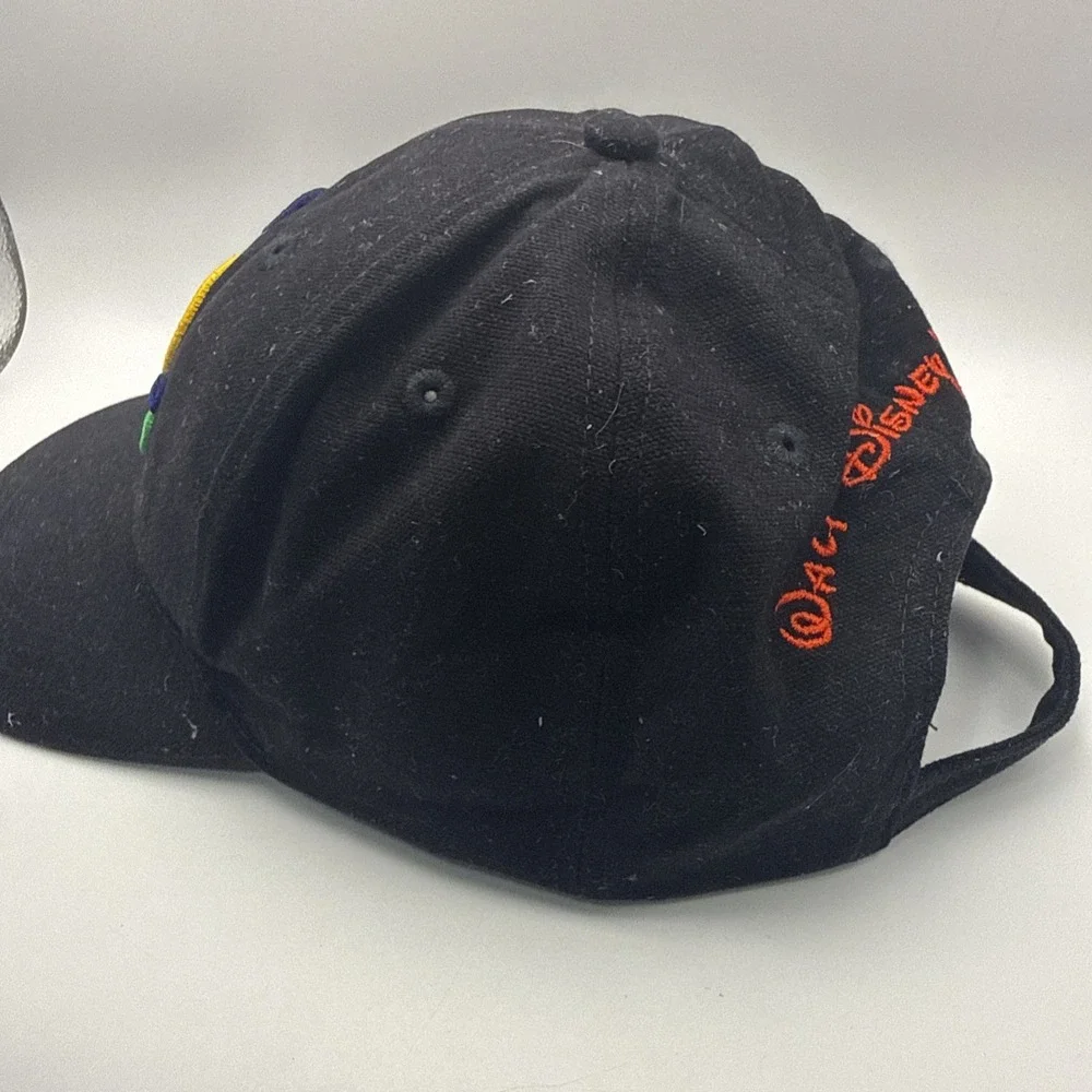 Walt Disney World Mickey 3D Colorful Embroidered Black Strapback Hat Cap Vintage